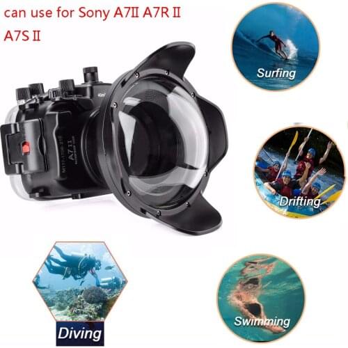 Meikon A7II A7R II 40M Underwater Waterproof Housing Case For Sony A7II A7R II A7S II w/ Fisheye Dome Port Lens