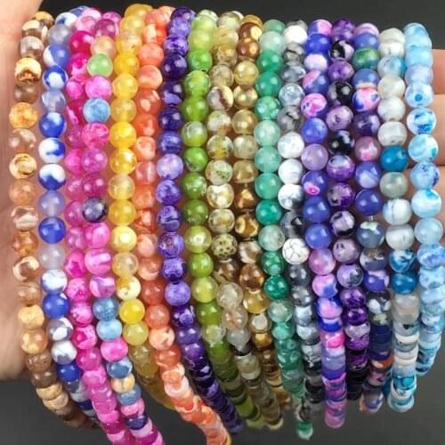 Natural Stone Colorful Fire Dragon Veins Agates Loose Spacer Beads For Jewelry Making DIY Bracelet Accessories 15'' 6 8 10mm