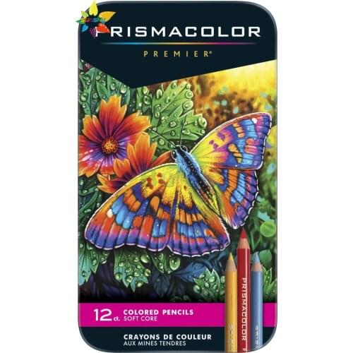 Prismacolor 3596T Premier Colored Pencils, Soft Core, 12 Count,Oil colored pencil set,hand painted portrait drawing ,tin box