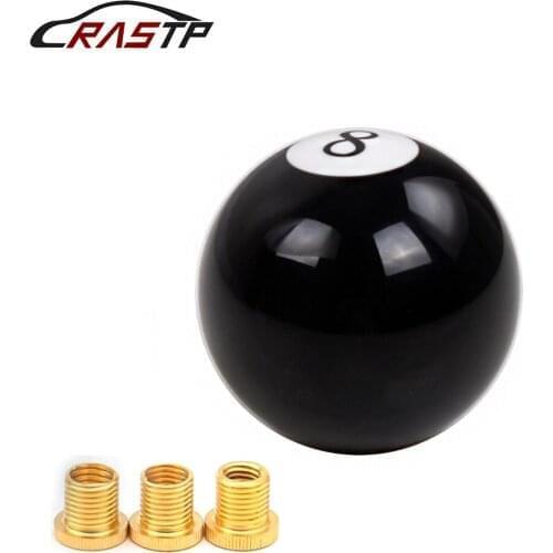 Universally 8-Ball Billiards Round Shift Knob Acrylic Manual Shift Knob Shifter With 3 Adapters Fit For Manual Cars RS-SFN090