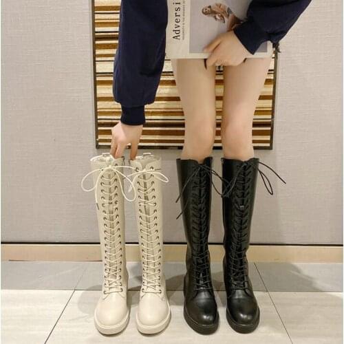 Thigh high Boots brown Women Vintage leather Square Heel Zipper knee Boot Round Toe Motorcyle Shoes calf-mid A62-09 HF