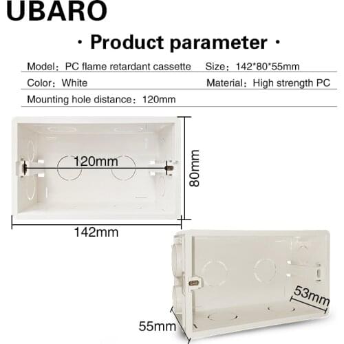 142*80*55mm Socket Concealed Bottom Case PC Plastic Material White Surface Outlet Junction Wall Light Led Touch Socket Box