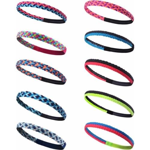 Sport Fitness Elastic Silicone Braid Headband Non-Slip Hair Band Sweatband For Running Fitness Yoga Soccer Basketball Volleyball
