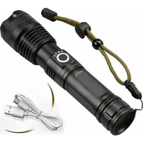 Super Bright XHP50 LED Zoomable Flashlight USB Charging Torch+26650 Battery Flash Light 5 Mode Waterproof Lamp