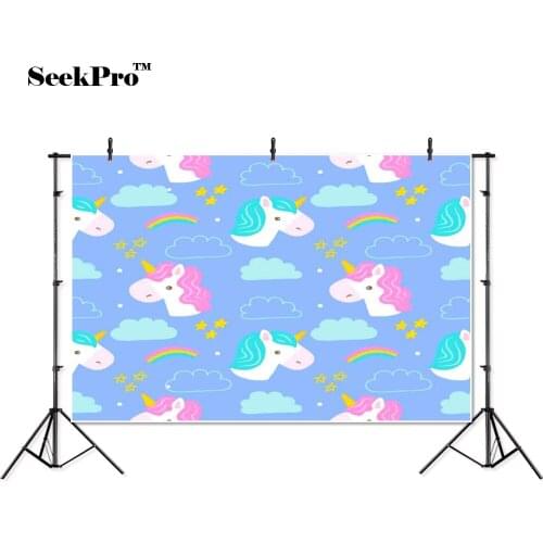 Thin vinyl cloud rainbow unicorn stars baby children photo Background Printed Professional indoor Photographic studio Backdrop