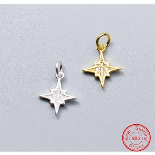 UQBing 2019 Hot Sale 925 Sterling Silver Micro-inlaid Zircon Shining Stars Charms Pendants Diy Bracelet Jewelry Making