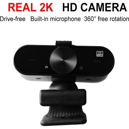 HD 2K Webcam Computer 360-Degree Rotating Microphone Conference Teaching Live Broadcast Drive-Free Camera