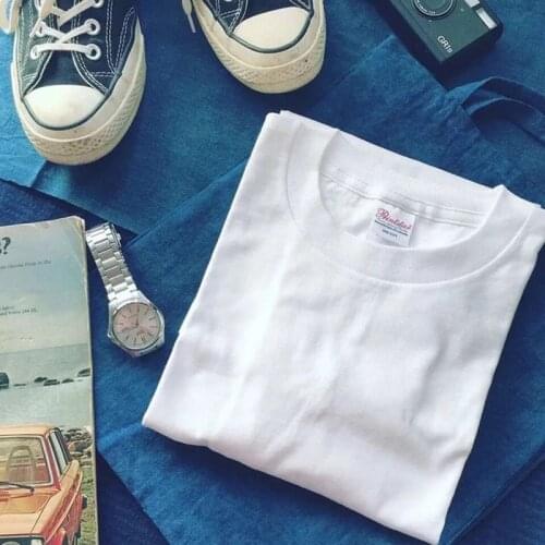 Japanese Style All Cotton T-shirt Retro MenWomen Loose Short Sleeve Summer Korean Popular Brand DIY Customizable Kaji Half Q6387