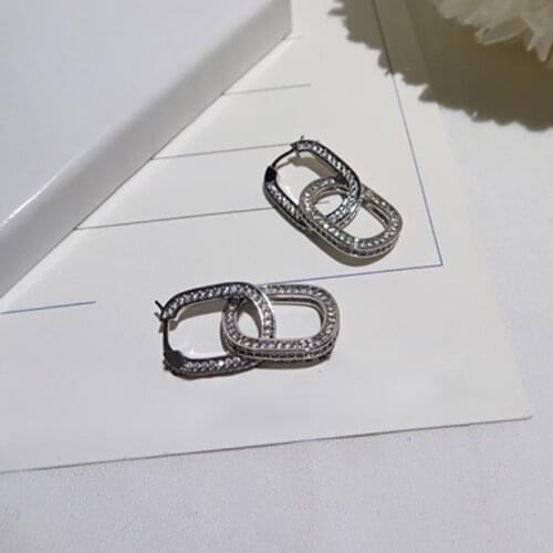 YPAY8Luxury brand jewelry half cylinder earrings for women cz stones round letter stud earring rose gold wedding three color