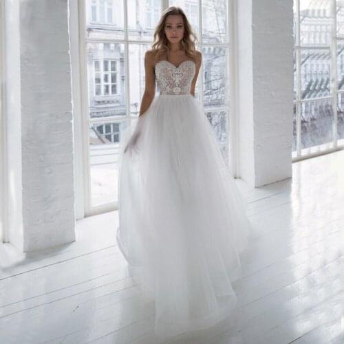 White Wedding Dresses Plus Size Vestido De Novia Sweetheart Lace Applique Backless Bridal Wedding Gowns Robe De Mariage