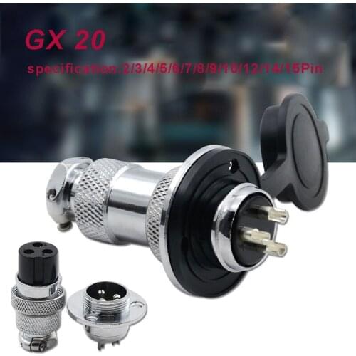 1set GX20 Aviation Connector 2/3/4/5/6/7/8 Pin Male + Female Circular Socket Wire Panel Socket Plug with Cap Lid for Industrial