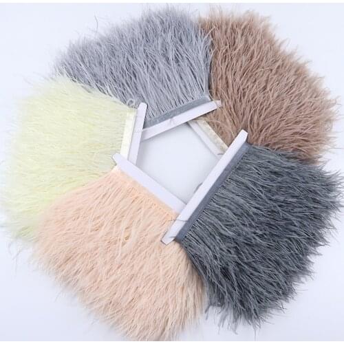 1 Meter Dyed Various Natural Ostrich Feather Trim Trimming Lace 8-10CM High quality Ostrich Plumes Ribbon Party Dress Decoration