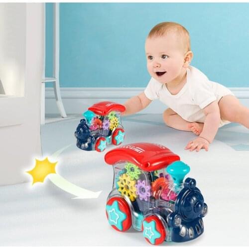 1pc Children Electric Train Locomotive Toy Battery Operated with Light and Sound Clear Design Train Set Educational Toy