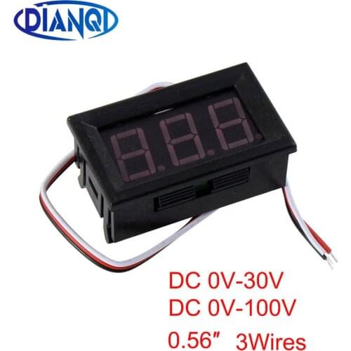 1Pc Mini DC Voltmeter Tester Digital Voltage Test Battery DC 0-30V 0-100V 3 Wires Red Green Blue for Auto Car LED Display Gauge