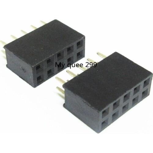 10 pcs 5P 2*5pin Female Double Row Straight Pin Pitch 2.54mm 2*5 Needle Header Strip Socket Connector