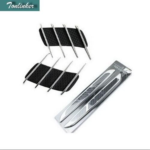Tonlinker 2-4 PCS Car ABS chrome Shark gills side vent light box case with logo Stickers for TOYOTA HIGHLANDER 2015 accessories