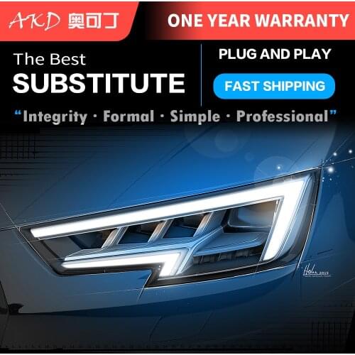 2 PCS Car Goods For Audi A4 B9 A4L 2017 2018 2019 Head lamp LED Headlight LED Dual Projector