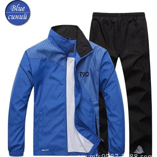 2020 Mens Sportswear Autumn 2 Piece Sets Sports Suit Jacket+Pant Sweatsuit Male Jogging basketball Training Tracksuit clothing