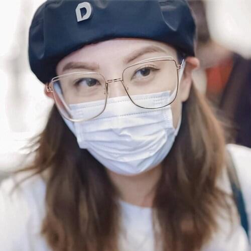 2021 New Big Square Frame Womens Fashion Sunglasses Anti Blue Light Retro Clear Lens Man Goggle Plain Glass Eyewear Sunshade