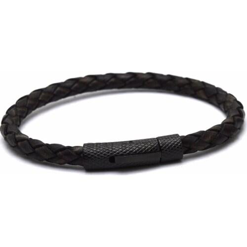 5pcs/lot leather bracelet men bangles for mens Magnetic-Clasp Cowhide Braided Multi Layer Wrap Bracelet man pulseras moda