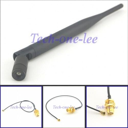 50 piece 2.4 GHz 5dBi WiFi Antenna For PCI Card USB Wireless Router + RP SMA Jack (Male Pin) to ufl./ IPX 1.13 Pigtail Cable