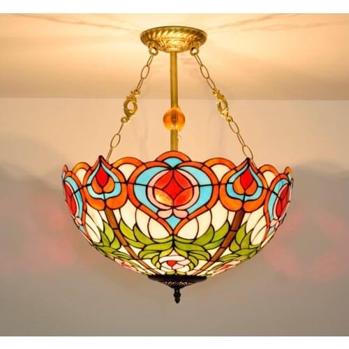 50cm American-Style Simple Retro Creative Peach Bar Light European-Style Tiffany Colorful Glass Restaurant Bedroom Chandelier