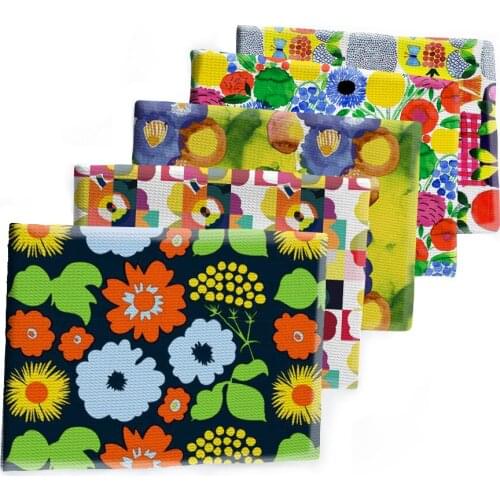 Watercolor Small Flowers Design Printed Bullet Textured Liverpool Patchwork Tissue Kids home textile 50*145cm