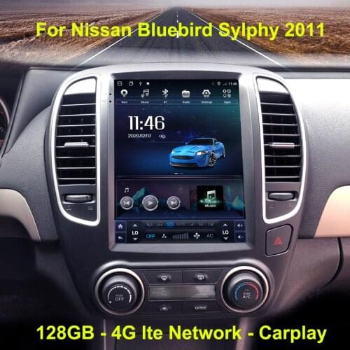 128GB ROM Tesla Screen Car Multimedia GPS Navigation For Nissan Bluebird Sylphy 2011 Video Bluetooth Stereo Android 10 Head Unit