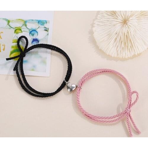 2pcs/pair 2021 Fashion Magnet Couple Bracelets For Lovers Handmade Elastic Thread Braslet BFF Braclet Beach Accessories Joyas