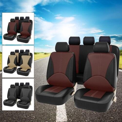 9PCS/Set Car Seat Covers Front Seats Faux Leather Car Seat Cover Set Universal Car Interior Seat Protector Fit Truck ,SUV, Van