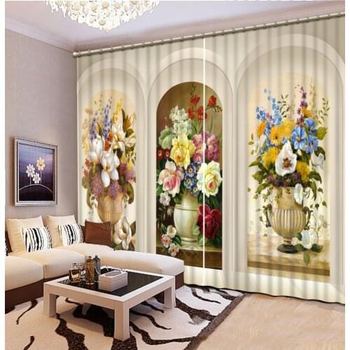 Curtains Decoration European 3D Curtains For Living room Blackout door curtains