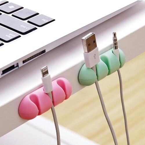 2Pcs Silicone Mini Car Wire Holder for Earphone Desktop USB Cable Cable Clip Self-adhesive Line Clasp Cable Organizer Tie Fixer