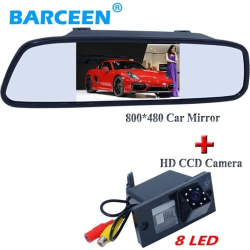 For HYUNDAI H1 lcd car parking mirror 4.3" 800*48/0 with lcd hd car rearview camera black plastic shell material 8 led