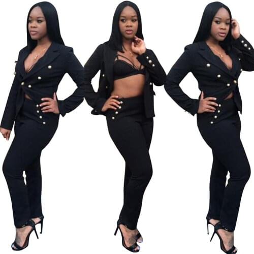 Hot sale sexy new product casual fashion European and American foreign trade female suit suit black and white two colors