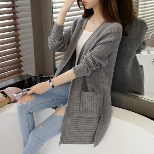 Sweater mujer cardigan coat spring autumn clothing new loose Solid color mid-length super fire Knitted Sweater On Sale D330
