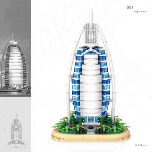 Creator The United Arab Emirates Dubai Burj Al Arab Loz mini diamond building block World famous architecture model bricks toy