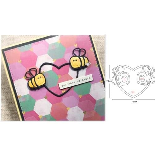 Bees heart frame Metal Cutting Die Stencil Template for DIY Embossing Gift Paper Cards Making Scrapbooking Craft 2020 New Dies