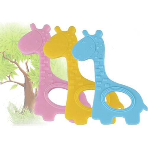 Cute Creative Giraffe New Baby Infant Teethers Teether Soft Silicone DIY Kid Giraffe Shape Craft Handmade Chewing Ring Toy