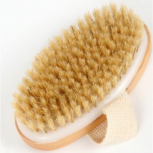 Natural Bristle Bath Brush Exfoliating Wooden Body Massage Shower Brush SPA Woman Man Skin Care Dry Body Brush
