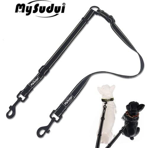 MySudui Double Dog Leash For Tow Dogs Nylon Adjustable Leash For Dog Double Lead Leash Coupler Pet Dual Dog Leash Running Belt