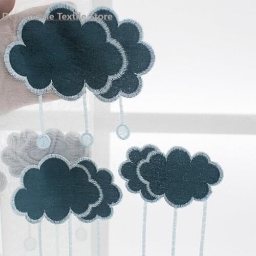 2021 New Simple Modern Nordic Creative Cloud Raindrop Curtains Bedroom Childrens Room Alpaca Embroidered Velvet Curtains