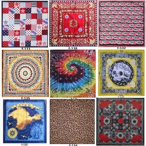 F-101 55*55cm Cotton Hip Hop Bandana Headwear Hair Band Scarf Neck Wrist Wrap Band Head Square Scarf Handkerchief For Men/Women