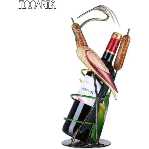 Tooarts Wild Crane Wine Rack Decorative Wine Rack holder Iron Material Store Rack Home Desk Decor Natural Pastoral Style