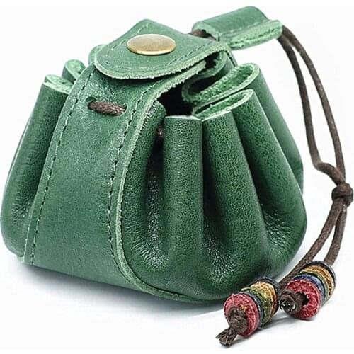 Medieval Portable Leather Drawstring Bag Mini Change Storage Bag Retro Jewelry Gift Drawstring Pocket Cosplay Costume