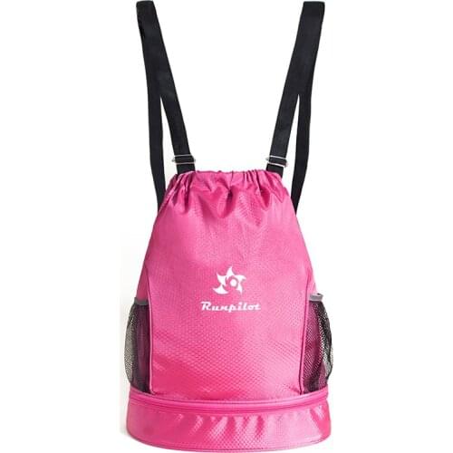 RUNPILOT Unisex Drawstring Swimming Bag Sport Backpack With Shoe Compartment Waterproof Gym Sackpack with Dry/Wet Separation
