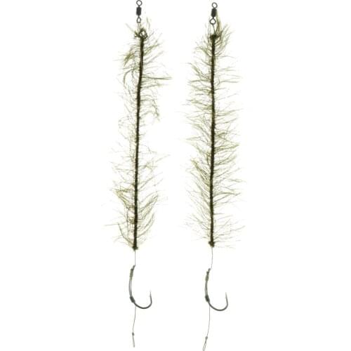 2 Pieces Fishing Hair Rigs, Seaweed Shape Fishing Hooks Terminal Tackle, Carbon Steel, Durable
