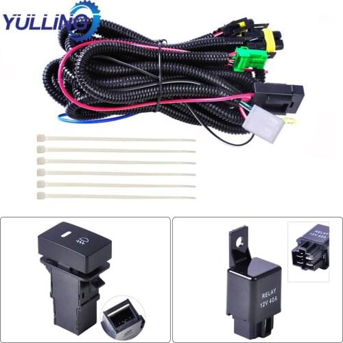 Universal 12V LED Work Light Bar H11 Fog Light Wiring Harness Sockets Wire LED indicators Switch 12V 40A Relay For Cars Truck