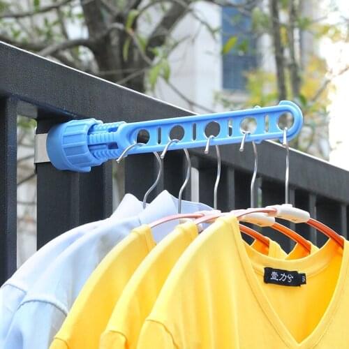 Window Frame Clothes Hanger Portable Indoor Window 5-Holes Drying Rack Bathroom Housed Indoor Easy-install Hanging Clothes Rail