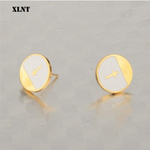 XLNT Stud Earrings Knights Templar Iron Cross Ear Stainless Steel Crucifix Stud Earings