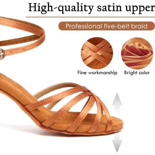 New Dance Shoes Professional Ballroom Latin&Tango&Salsa&Jazz for Women/Girls/Ladies 5/7cm Heels Suede Sole Indoor Satin/PU